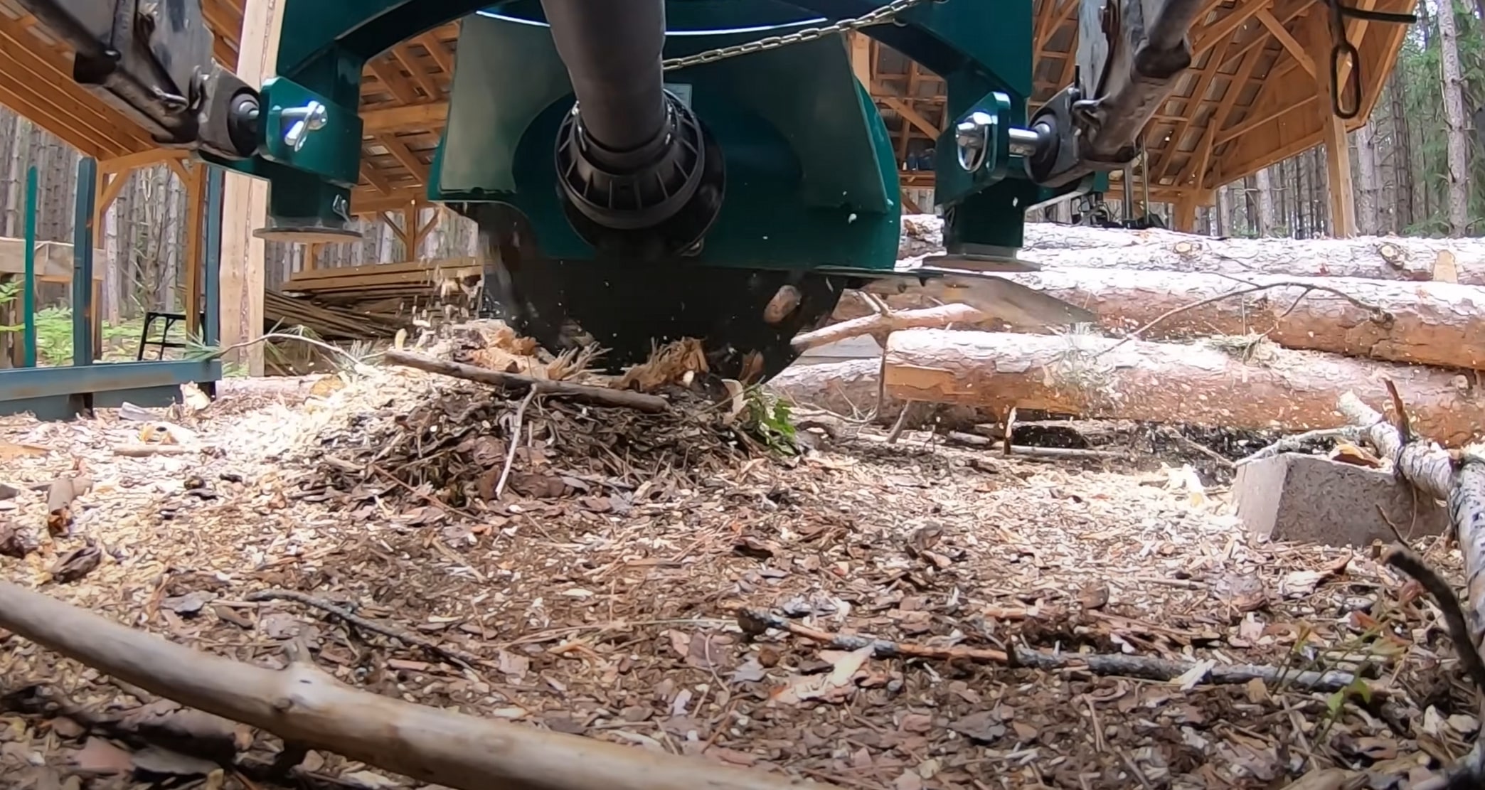 Stump grinding machine removing tree stump in Altoona, PA